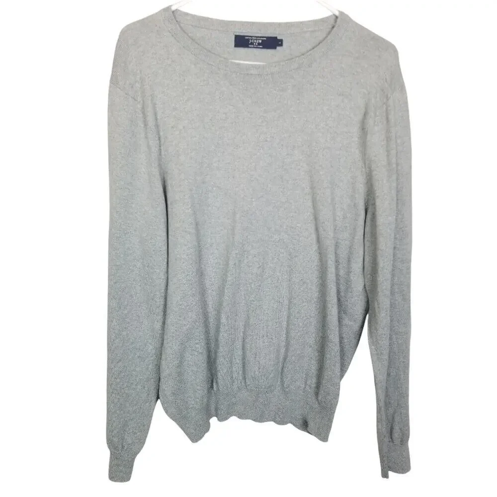 J. Crew Mens Cotton Cashmere Sweater Size L Minimalist Preppy Classic Stretch